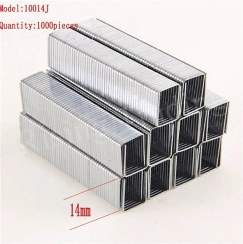 Top Shelf Steel Narrow Crown Nails For Heavy Duty Triple Action Staple Gun 1.2Mm Wire Gauge 14Mm length 1000 pieces stacked