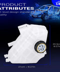 Aftermarket Coolant Reservoir Tank With Factory Style Cap For 2011 Through 2019 Ford Fiesta 1.0L And 1.6L side view showing dimensions.