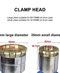 Clamp head for 69-75mm and 30-40mm lids, showing two sizes for the Top Rated Electric Drum Sealer Crimping Tool.