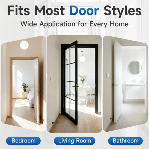 Built Like A Tank Adjustable Spring Door Stopper With Non Slip Silicone Pad Heavy Duty Wall Blocker Rust Resistant Matte Black Finish in various home door styles.