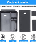 Center Console Tray Organizer For 2022 Through 2024 Hyundai Tucson Limited And Hybrid SEL With Push Button ABS Armrest Insert Secondary Storage Box And Black Non Slip Pad layout
