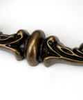 Close-up of Four Piece 150mm Center Drawer Pull Handles in Zinc Alloy, Rustic Vintage Style, Antique Yellow Bronze Finish
