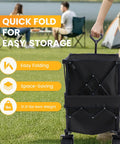 Heavy Duty Double Decker Folding Wagon With Brakes, 440 Lb Capacity, 400L Storage in folded state, shown outdoors at a campsite
