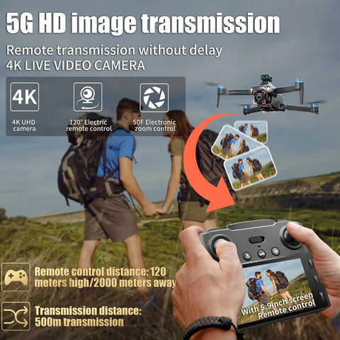 5G HD image transmission showing beginner 4K Camera Drone For Newbies With Big Screen Remote FPV Flight With 50 Minute Battery
