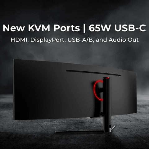 Curved 49 Inch Ultrawide Gaming Monitor For Game Night Vibes With 32 By 9 3840x1080 Resolution 144Hz Refresh 3ms HDR400 Adaptive Sync USB C 65W HDMI DisplayPort PBP PIP KVM 1800R Curvature American Seller