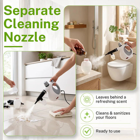 Oviievek Handheld Steam Cleaner With 15 Pcs Accessories And 1050W Fast Heating cleaning floor with steam and separate nozzle.