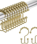 Gold Shower Curtain Hooks Rings 12 Pack Double Glide Stainless Steel Rust Resistant on curtain rod