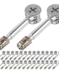 Heavy-Duty Knockdown Cam Locks And Dowel Bolts With Threaded Studs For That No-Sweat Drawer And Cabinet Assembly, silver steel fasteners, 40 pieces.