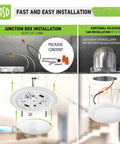 Diagram showing installation of Low Profile Flush Mount Ceiling Light 9.5 Inch 20W 1500 Lumens CRI 90 4000K ETL