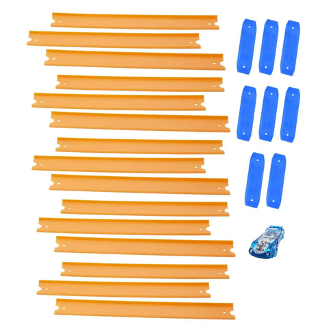 BHT77 Diecast Car And Track Pack in Orange Includes Car And Track Pieces For Action Packed Play Compatible With Popular Track Systems Ideal For Collectors And Young Fans shown with orange tracks and blue connectors