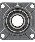 1-1/2 Inch Set Screw 4 Bolt Flange Bearing Pack of 2 Heavy Duty Cast Iron Housing showing front view with inner bearing detail.