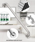 Heavy Duty 24 Inch Brushed Nickel Grab Bars For Bathroom Safety, Solid One Piece Construction With Rust Resistant Finish And Effortless Install, Hella Sturdy Wall Mounted Hand Support, 2 Pack close-up showing thickened 304 stainless steel.