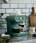 Compact High Pressure Espresso Machine With Steam Frother For Rich Espresso, 15 Bar Pump, single or double shot, green color