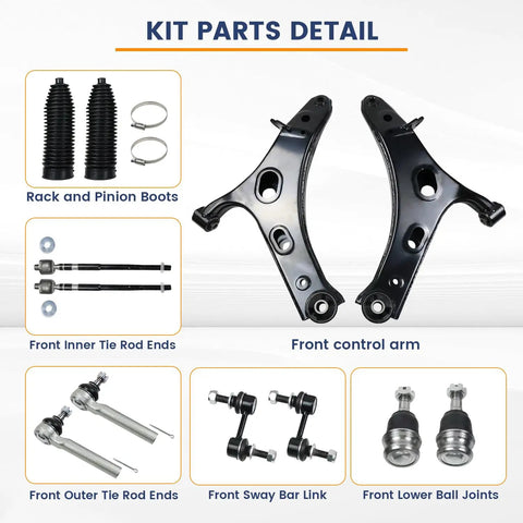 Subaru Forester Front End Suspension Kit With 12 Piece Lower Control Arms Ball Joint Sway Bar Link Outer And Inner Tie Rod End Boots Compatible With 2014 2015 2016 2017 2018 K622856 K622857 parts detail
