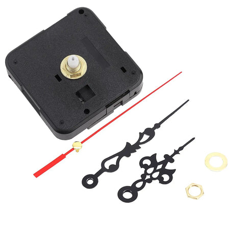 DIY Clock Repair Kit With Multiple Tools For Watchmakers And Hobbyists components, including black hands and movement.