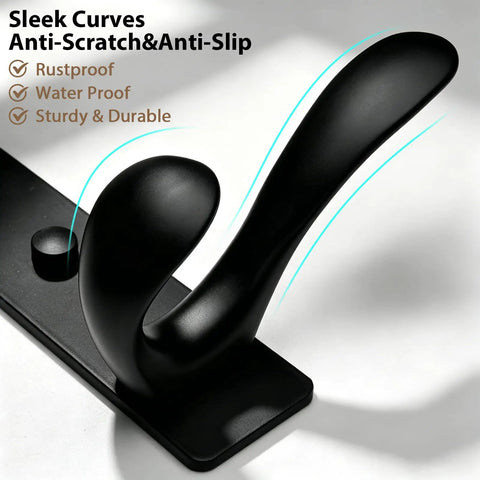Sleek Badass Heavy Duty Wall Hooks Slick Black Metal Coat Hanger, anti-scratch with resistant finish on sturdy mount.