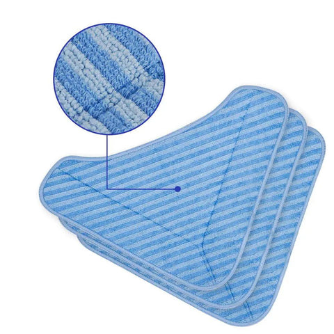 Replacement Mop Pad Set For PureClean Steam Cleaners and PurSteam Therma Pro Elite 12 In 1, blue striped microfiber triangle pads