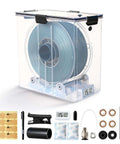 Dual Outlet Filament Storage Box With Airtight Seal, Ball Bearing Spool Holder, and accessories for 1.75mm and 2.85mm 3D printing filament