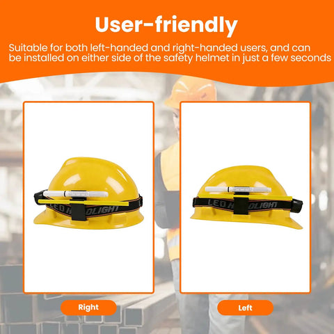 4 Pack Hard Hat Pencil Holder Clip 3 In 1 Universal Accessory on yellow hard hat with headlamp strap and marker