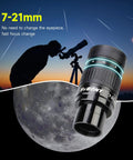 7-21mm Zoom Eyepiece For 1.25 Inch Telescopes With High Contrast Imaging over lunar and stargazing silhouette