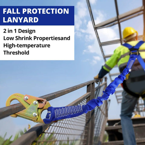 Heavy Duty Full Body Fall Arrest Safety Harness With Six Foot Shock Absorbing Lanyard Ansi Certified Construction Roofing Workhorse Built Tough For Real Deal Field Professionals