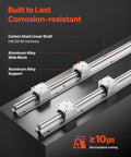 Two 78.74 Inch SBR20 Linear Rails With Four Bearing Slide Blocks, Fully Supported Shaft, corrosion-resistant materials on display.