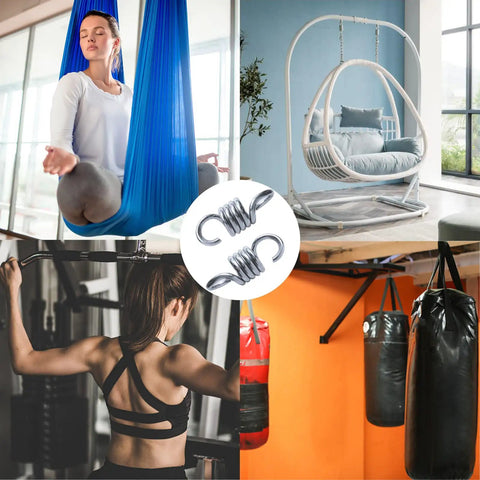 Beefed Up Heavy Duty Spring Hammock Kit 2 Pack used with hanging chairs and boxing bags, durable steel springs showcased.