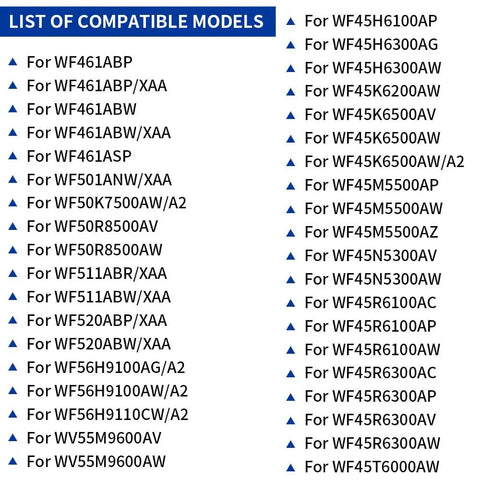 Washer Seal Bearing Kit For Samsung Replacement DC62-00156A 6601-002632 Compatible models list for WF-series washers