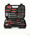 Cr-V Chrome Vanadium Tool Set with storage case open showing sockets, wrenches, and hand tools for auto mechanic and DIY projects