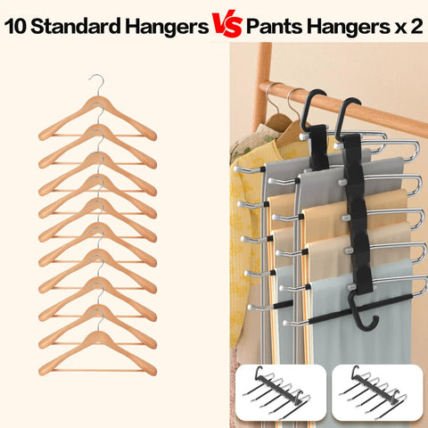 Multi Tier Pants Hangers Hella Space Savin Zero Clutter Closet Game Changer Anti Slip Stainless Steel Wardrobe Setup For Jeans Leggings Skirts And Scarves Black