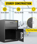 Depository Safe 1.7 Cubic Feet Carbon Steel With Electronic Code Lock, Deposit Slot, And Two Emergency Keys, Heavy Duty Security Safe.