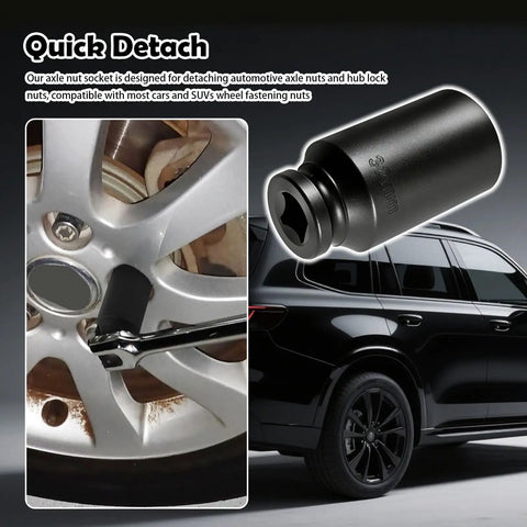 Heavy Duty 32mm Socket Featuring Half Inch Drive And 12 Point Impact Design for detaching axle nuts with a wrench.