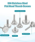 5 Pack M2 X 4mm Vernier Caliper Screws 304 Stainless Steel Flat Head Shoulder Thumb Screws With Diamond Knurl Grip Metric