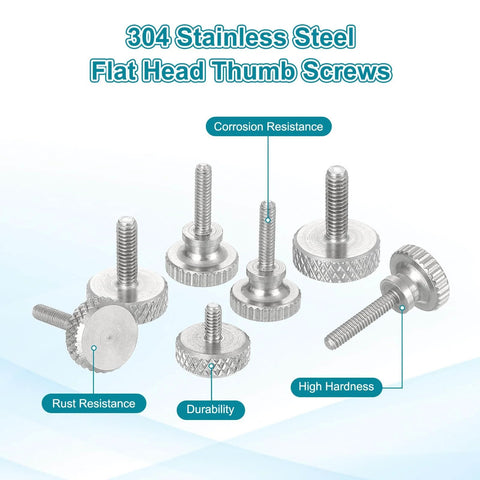 5 Pack M2 X 4mm Vernier Caliper Screws 304 Stainless Steel Flat Head Shoulder Thumb Screws With Diamond Knurl Grip Metric