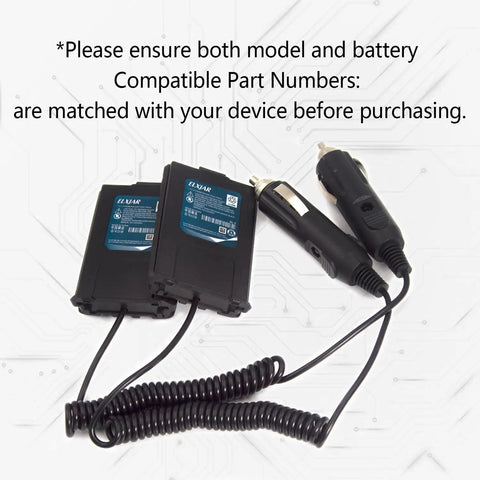 Two Pack Battery Eliminator Replacement For UV 5R Series Radios In Car 12V DC Power Adapter with coiled cable close-up