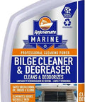 Marine Bilge Cleaner And Degreaser, 32 Fl Oz, Odor Buster, bottle with label showing cleaning benefits.
