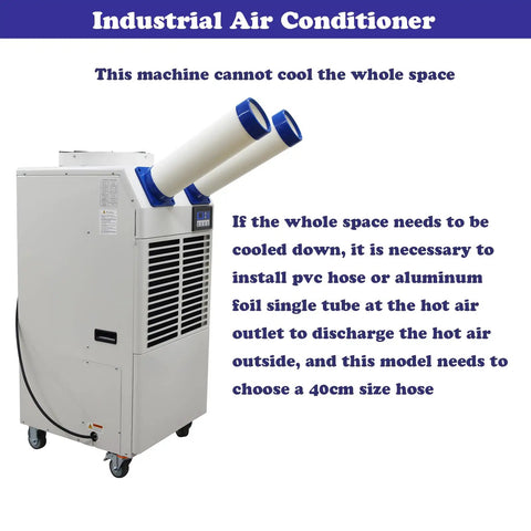 Heavy Duty Shop Cooler Rig With Smart Controls And Massive Fourteen Liter Tank Drops Killer Chill For Busy Warehouse And Garage Zones At 18700 Btu Just Plug Straight Into Any 110V Wall Socket, featuring dual air discharge tubes.