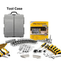 205 Piece Mechanics Tool Set With Sockets Wrenches Hex Keys Pliers And Screwdriver Bits in display with case