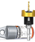 Rock Solid Carbide Tipped Countersink Drill Bit With 1/8 Inch Point And 3/8 Inch Chamfer Angle featuring gold coated M2 steel core and hex shank.