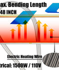 125cm Heavy Duty Acrylic Plastic Bender Heater Strip For Thermoforming 0-6mm Sheet Bending Machine Tool showing 48 inch max bending length with electric heating wire.