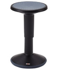 SitWell Wobble Stool With Adjustable Height For Active Seating In Classrooms And Libraries, Durable Black, blue seat texture