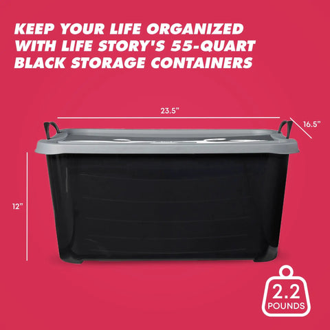 Heavy Duty 24 Pack Stackable Storage Bins 55 Quart Home Organizers Slick Plastic Workhorse Totes For Garage Closet Laundry And Gear Sorting Thick Walled Indoor Outdoor Gear Keeper Solid Foundation No Fuss Setup Smooth Space Saving Solution