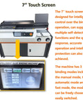 Auto Book Binding Machine A4 With 7 Inch Touch Screen Side Glued Binder showing control interface and features.