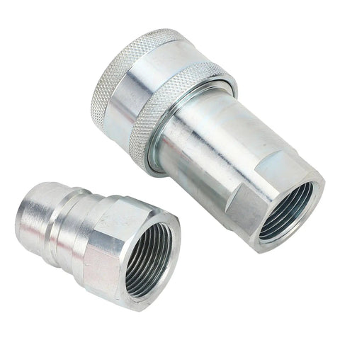 Bulletproof Hydraulic Quick Coupler 1 Inch Npt With Iso5675 Plug And Play Feature Delivers 4000 Psi Load Capacity With Rock Solid Hardened Steel Body Made For Farming Tractors Excavators Logging At 24 Gpm, showcasing metal connectors.