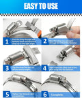 Assembly steps for Cut To Fit Stainless Steel Hose Clamp Kit That Is DIY Friendly With A 32.81 Foot Roll Of 304 Band.