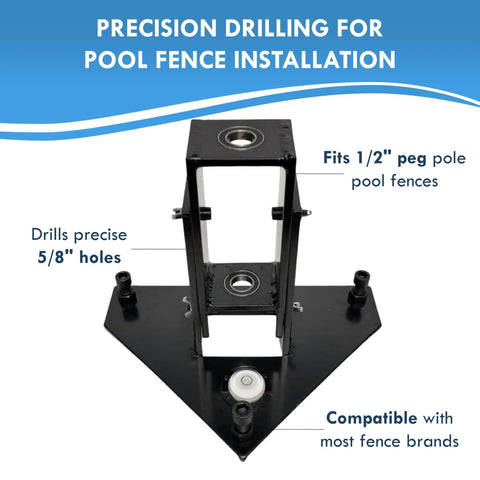 Smooth Operator Hammer Drill Guide For Pool Fences With Pro Level Bubble Indicator, fits 1/2" peg holes, drills 5/8" holes.