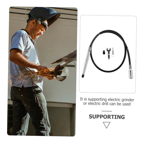 Heavy Duty Flexible Shaft Extension For Electric Grinders And Rotary Polishers Quick Change Power Tool Shank Adapter Dremel Compatible Design used by a worker with a grinder.