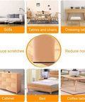 8 Pack Self-Adhesive Furniture Glides 25mm x 100mm Rectangle Sliders for Chairs Tables Sofas and More shown with furniture examples