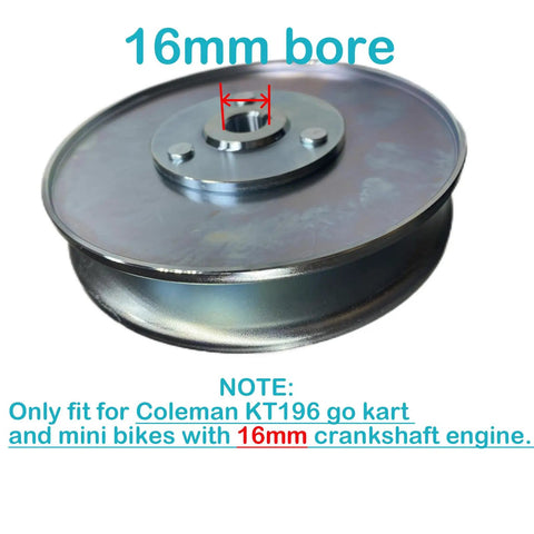 KT196 Go Kart Clutch Driven Pulley With 16mm Bore For Coleman Minibike Drive Shaft close-up view