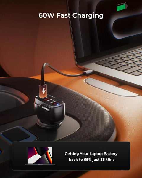 Rolling With A Heavy Duty 120W Car Charger That Keeps All Your Gadgets Juiced With Blazing Fast Power Through Four Usb Ports compatible with dashboard setup.